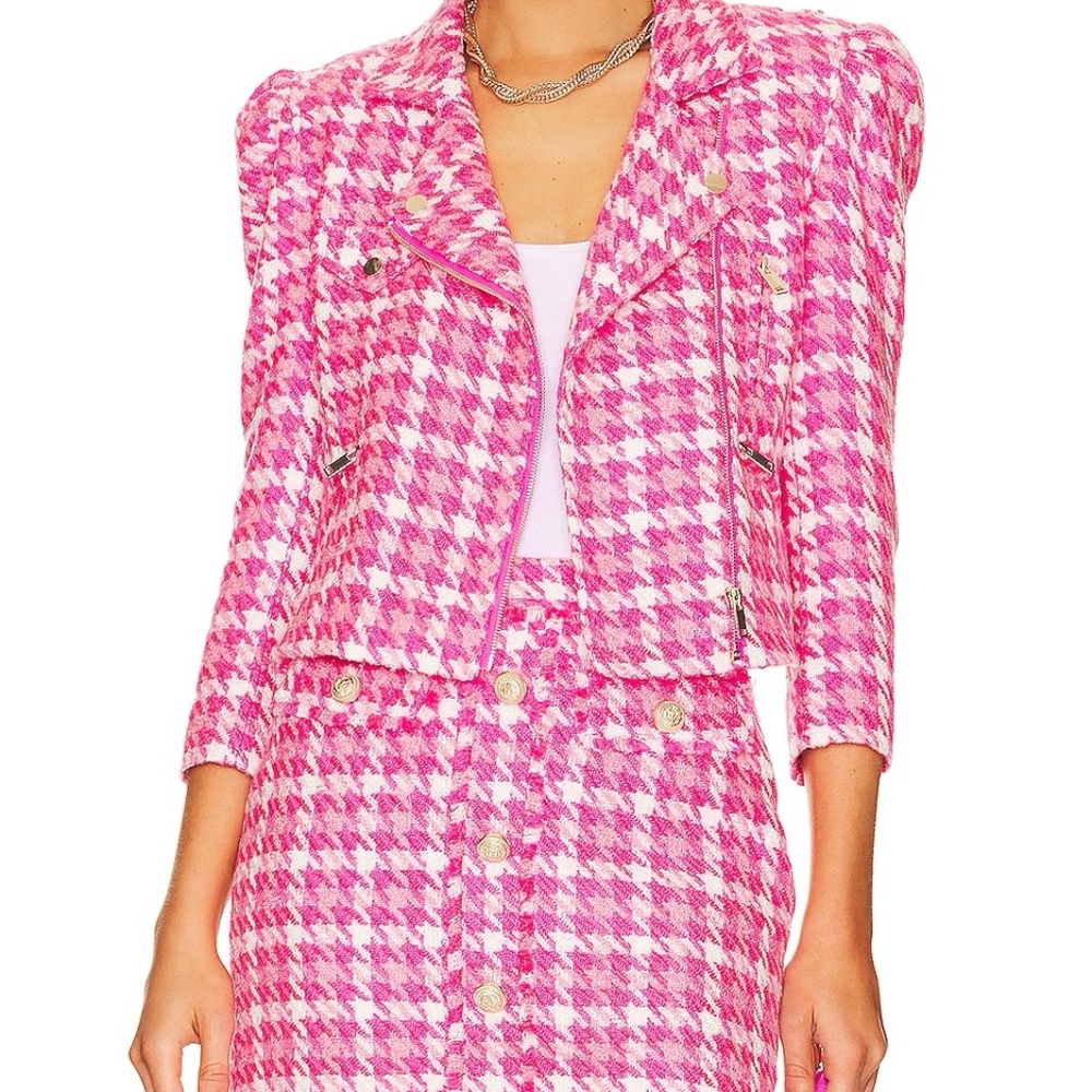 Generation Love Rocky Pink Tweed Moto Jacket size XS